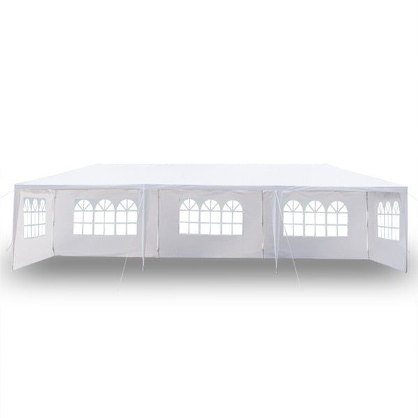 30&#39; x 10&#39; Gazebo Canopy Large Party Tent with 5 Removable Window Sidewalls for Weddings, Outdoor Picnics - White - DJVWellnessandPets