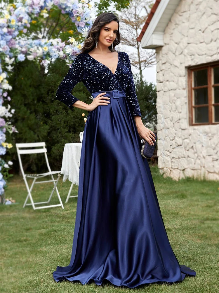 V-Neck Satin Formal Evening Wedding Party Prom Cocktail Dresses