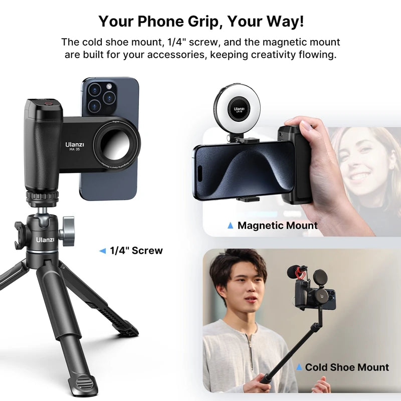 Ulanzi MA35 Phone Camera Grip Handle Mag Safe Bluetooth Shutter