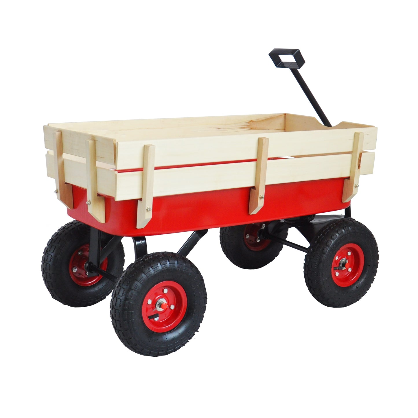 Tools Cart Wagon Cart Garden Cart Trucks Outdoor Wagon All Terrain Pulling w/Wood Railing Air Tires Children Kid Garden