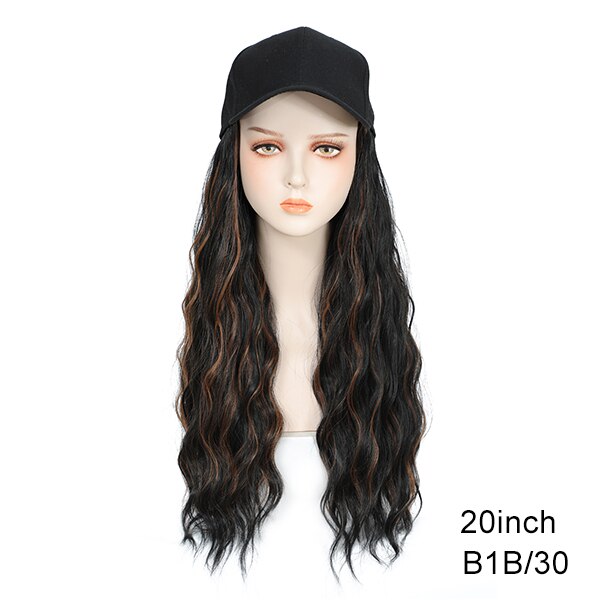 TOMO Baseball Cap with Hair Extensions for Women Adjustable Hat with Synthetic Wig Attached 16inch Natural Wavy Hair