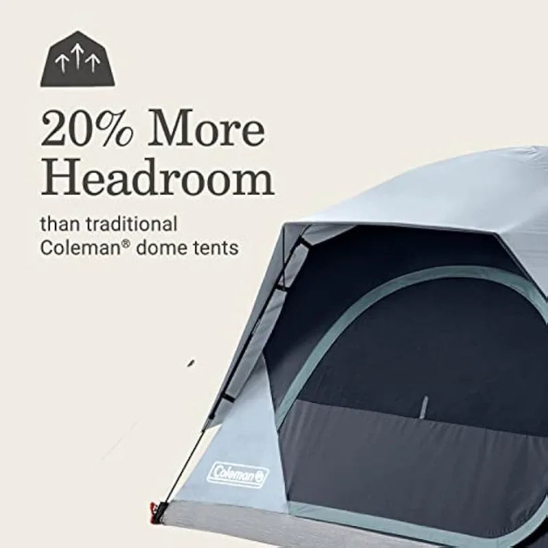 Coleman Skydome Camping Tent with LED Lights, Weatherproof 4/8 Person Family Tent Includes Pre-Attached Poles, Rainfly