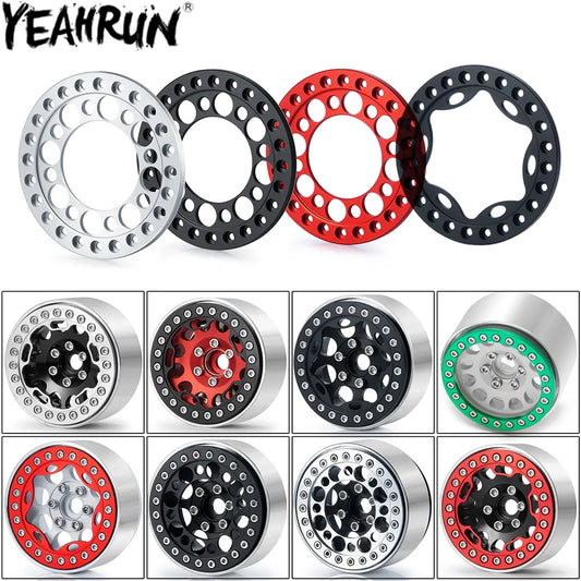 YEAHRUN 4PCS Aluminum Alloy 1.9" Wheel Outer Beadlock Ring for 1/10 RC Crawler Axial SCX10 90046 TRX4 1.9 Wheel Rims