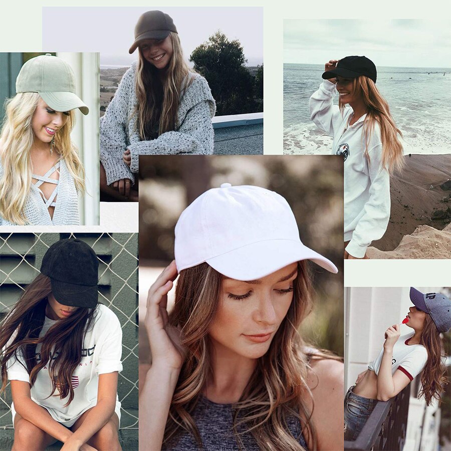 TOMO Baseball Cap with Hair Extensions for Women Adjustable Hat with Synthetic Wig Attached 16inch Natural Wavy Hair