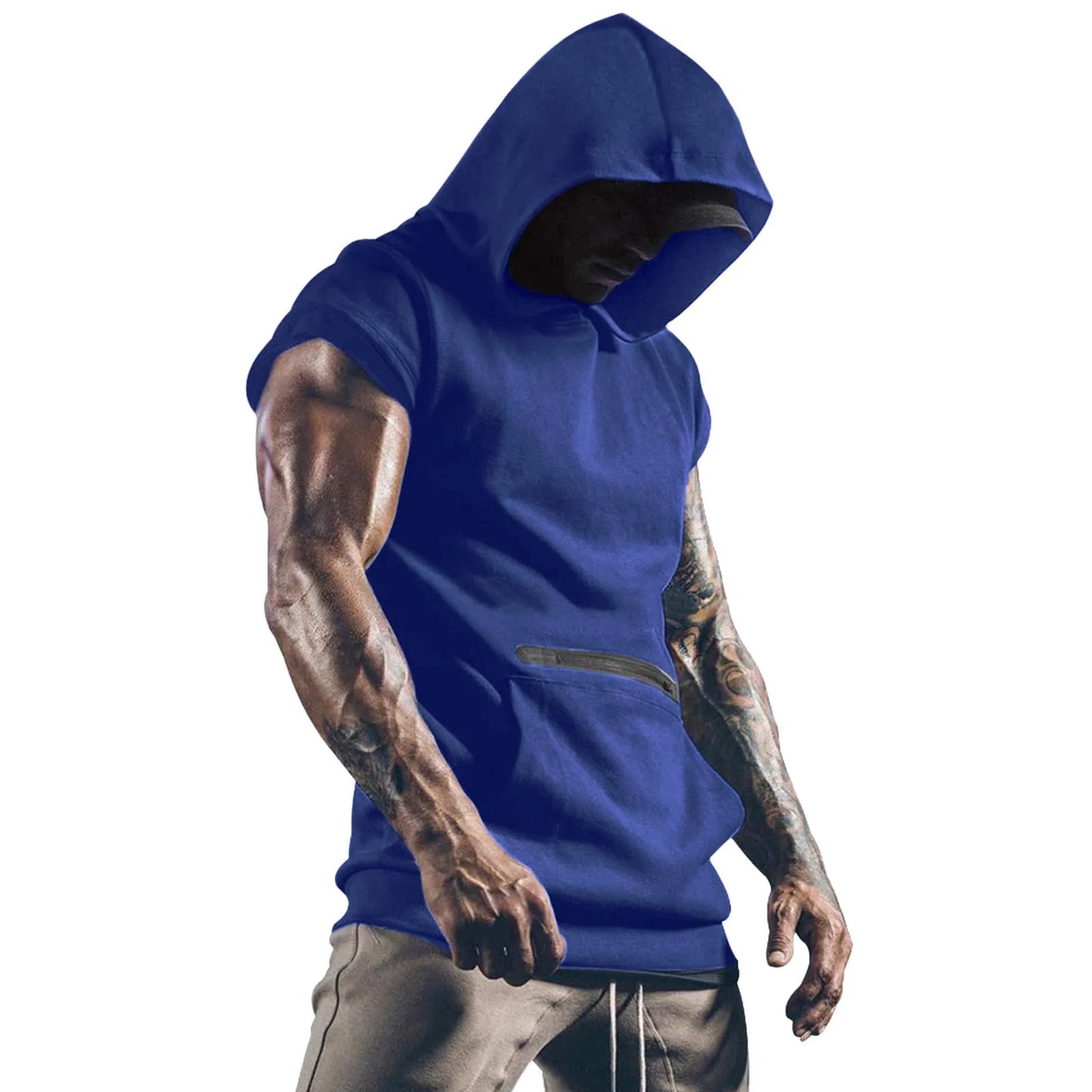 Summer Mens Muscle Hoodie Vest Sleeveless Bodybuilding Gym Workout Fitness Shirt High Quality Vest Hip Hop Sweatshirt Men's Tops