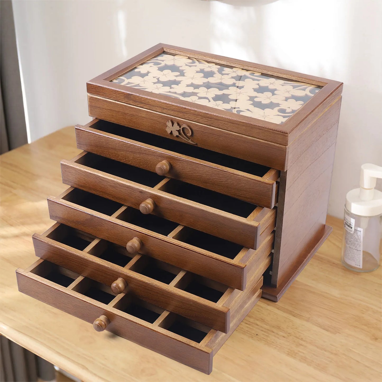 Wood Jewelry Box 6-Layer Organizer