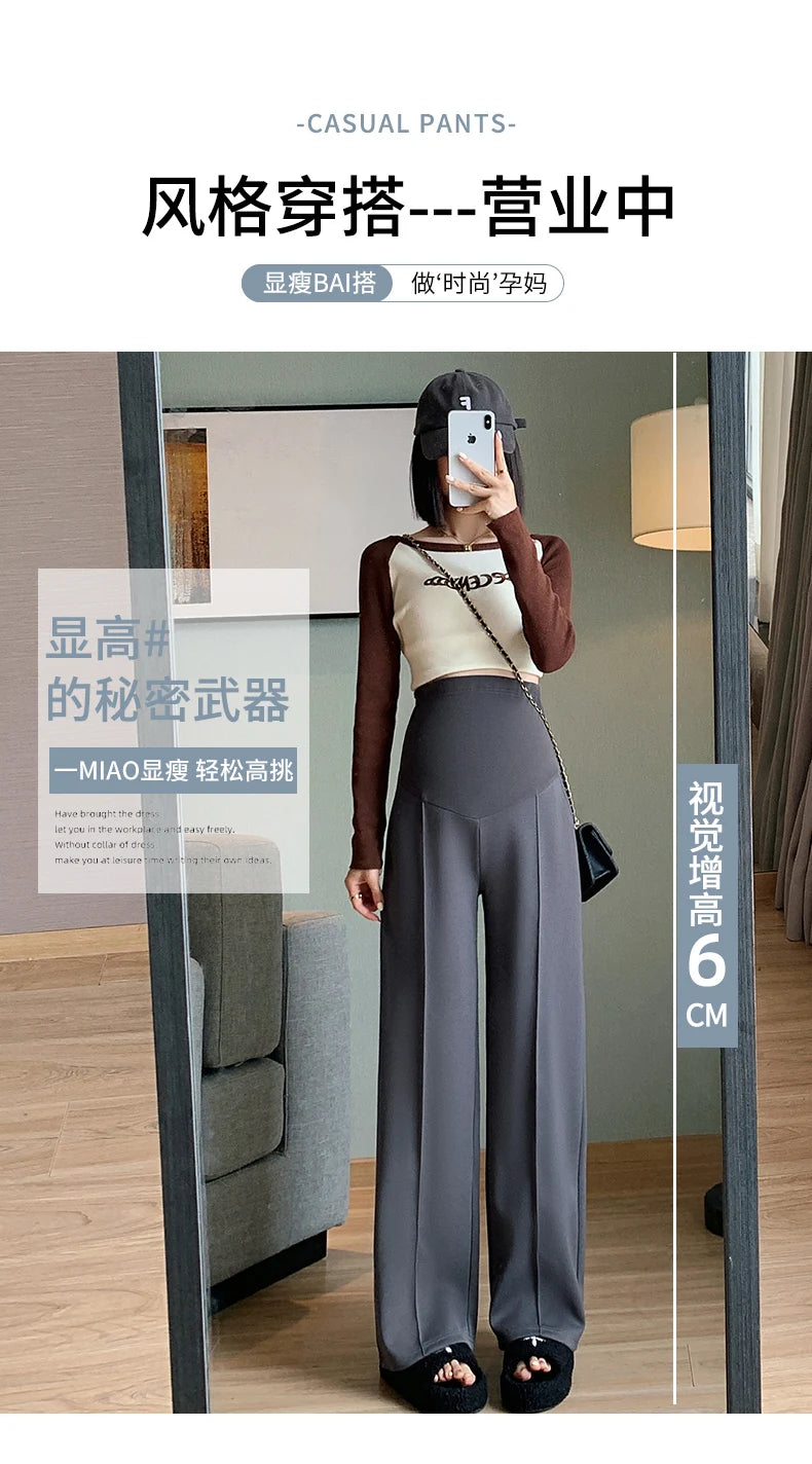 Maternity Long Straight Pants Wide Leg