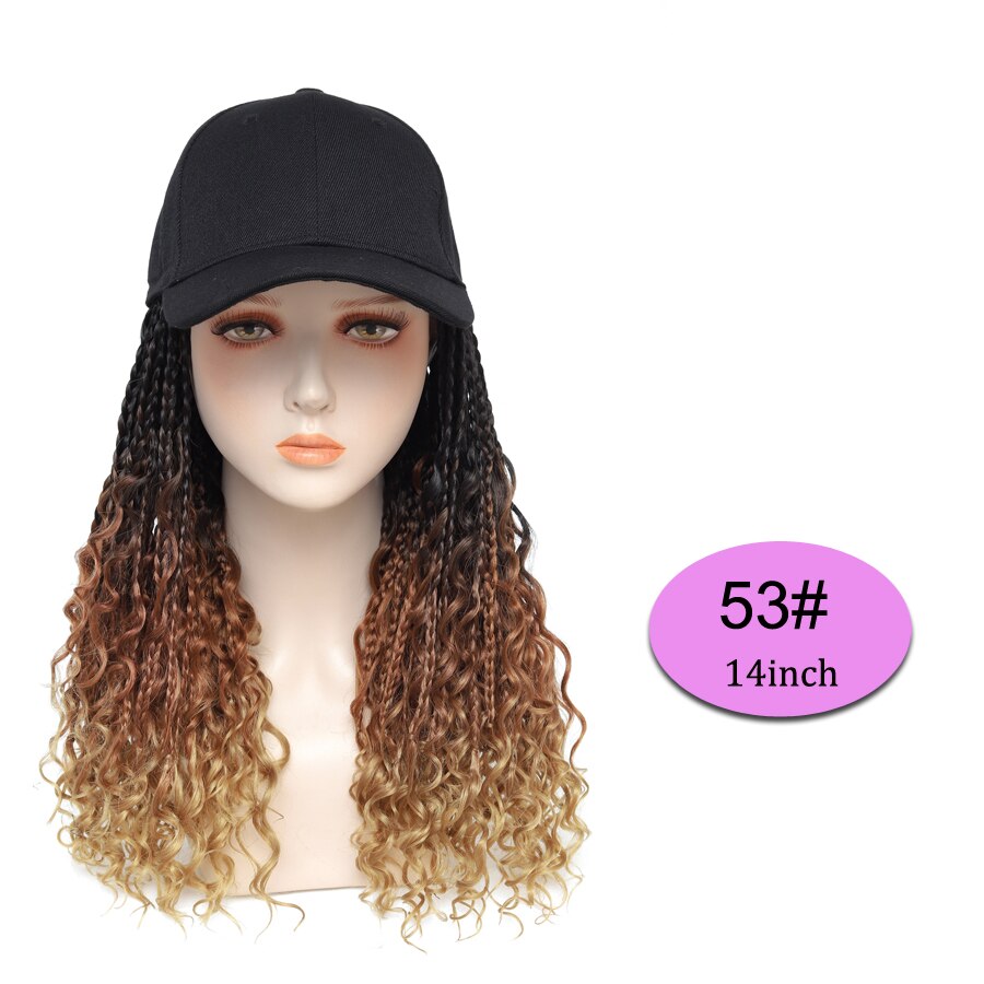 Braided Wig Baseball Cap With Boho Box Braids Hair Extensions Attached For Women Synthetic Curly Ends Box Crochet Hair Cap Wig