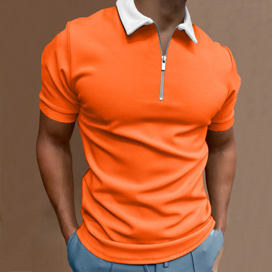 Men's Slim Fit Solid Orange Polo shirt Men's Polo Shirt Men Solid Polo Shirts Brand Men Short-Sleeved Shirt Summer Shirt Man