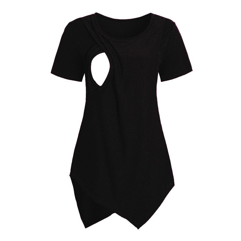Pregnancy Summer T-Shirts Maternity Short Sleeve Tops Breastfeeding Tees for Pregnant Fashion top Maternity Wrap Shirts Clothes