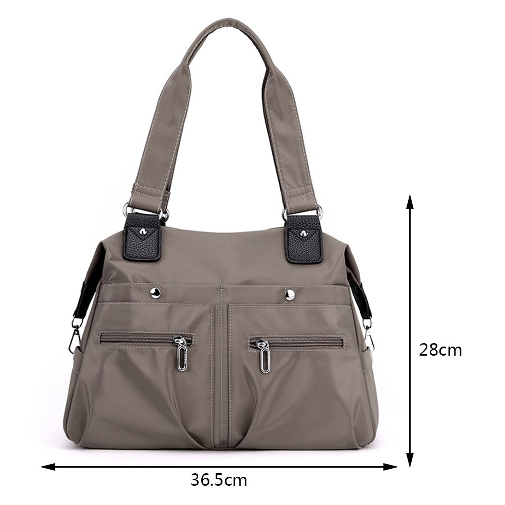 Casual Nylon Large Capacity Tote Bags Women Handbags Solid Color Shoulder Bags for Mom Multi-pockets Ladies Shopper Bags Purse