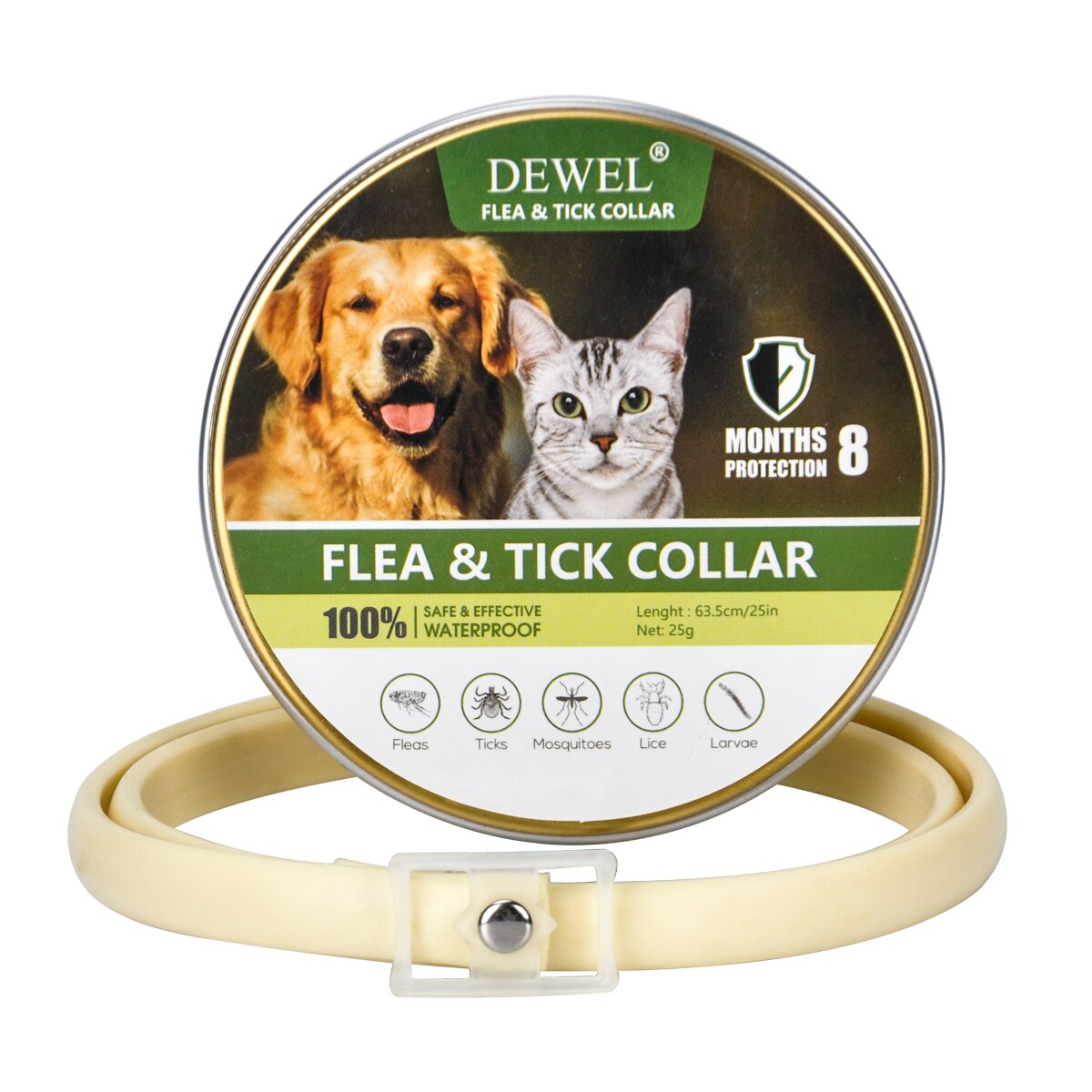 Dewel Anti Flea Ticks Insect Mosquitoes Waterproof Long Lasting 8 Months Protection Dog Collar Custom Puppy Cat Pet Collars