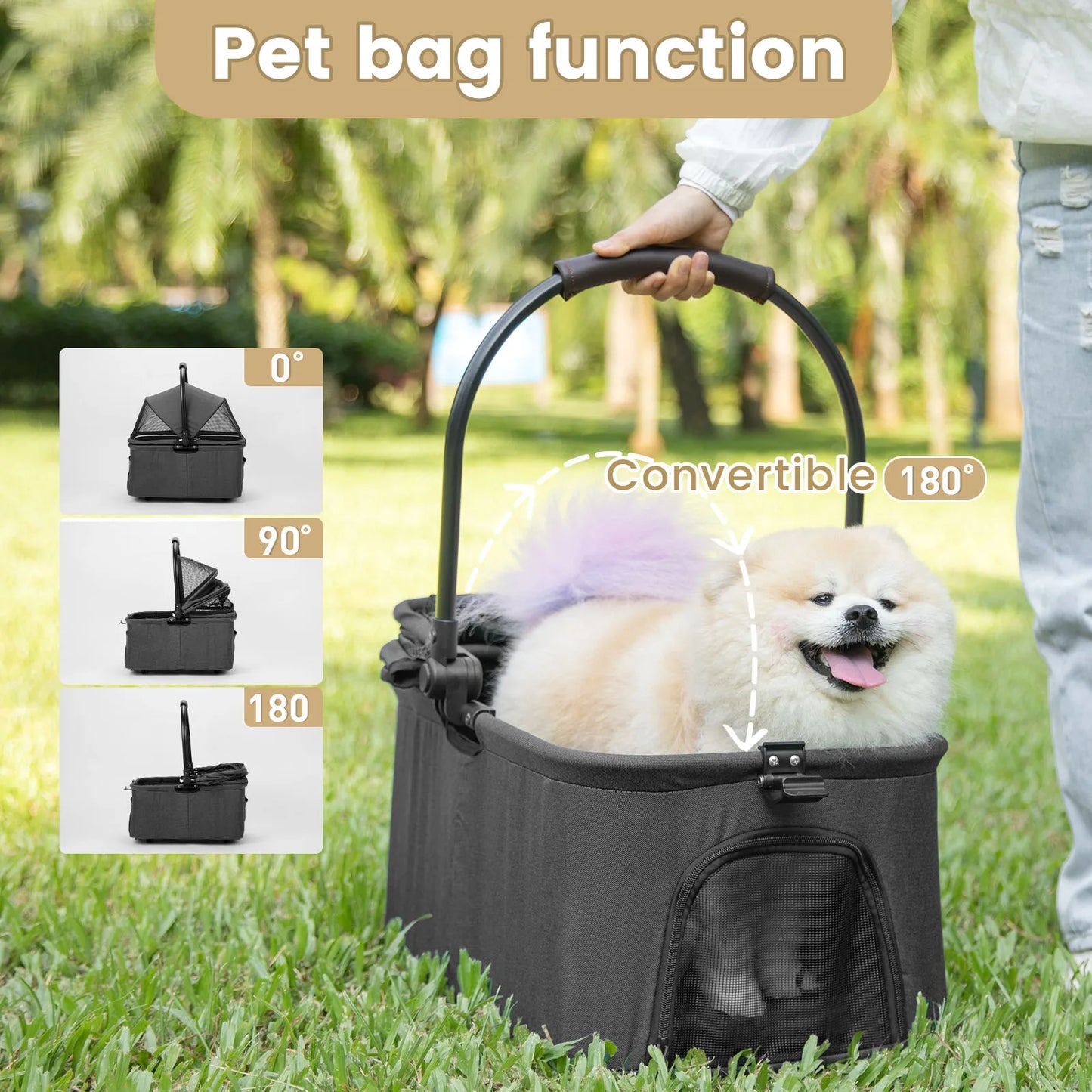 Pet Stroller for Small/Medium With Detachable Carrier