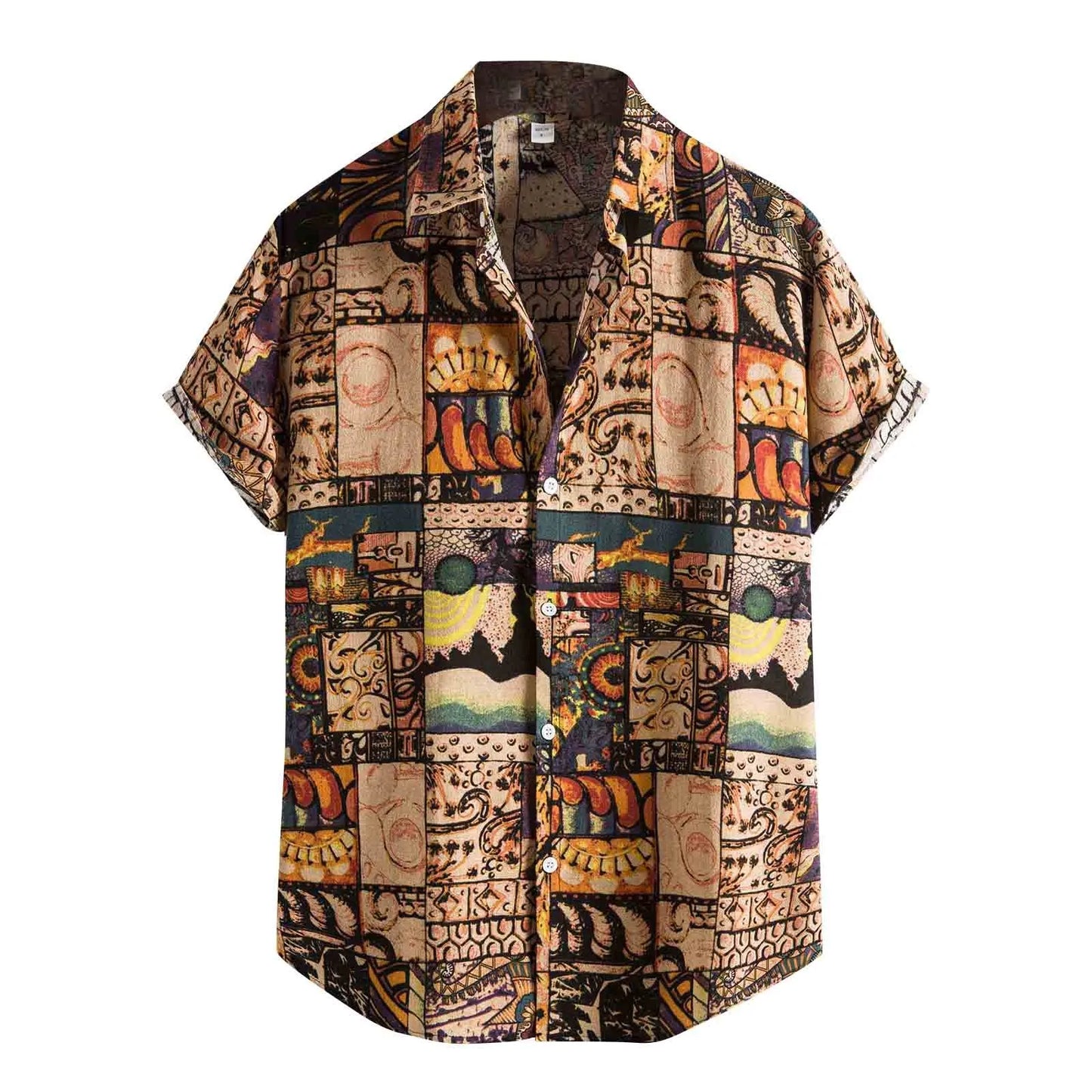 Fashion Men Ethnic Shirt Short Sleeve Casual Printing Hawaiian Camisas shirts