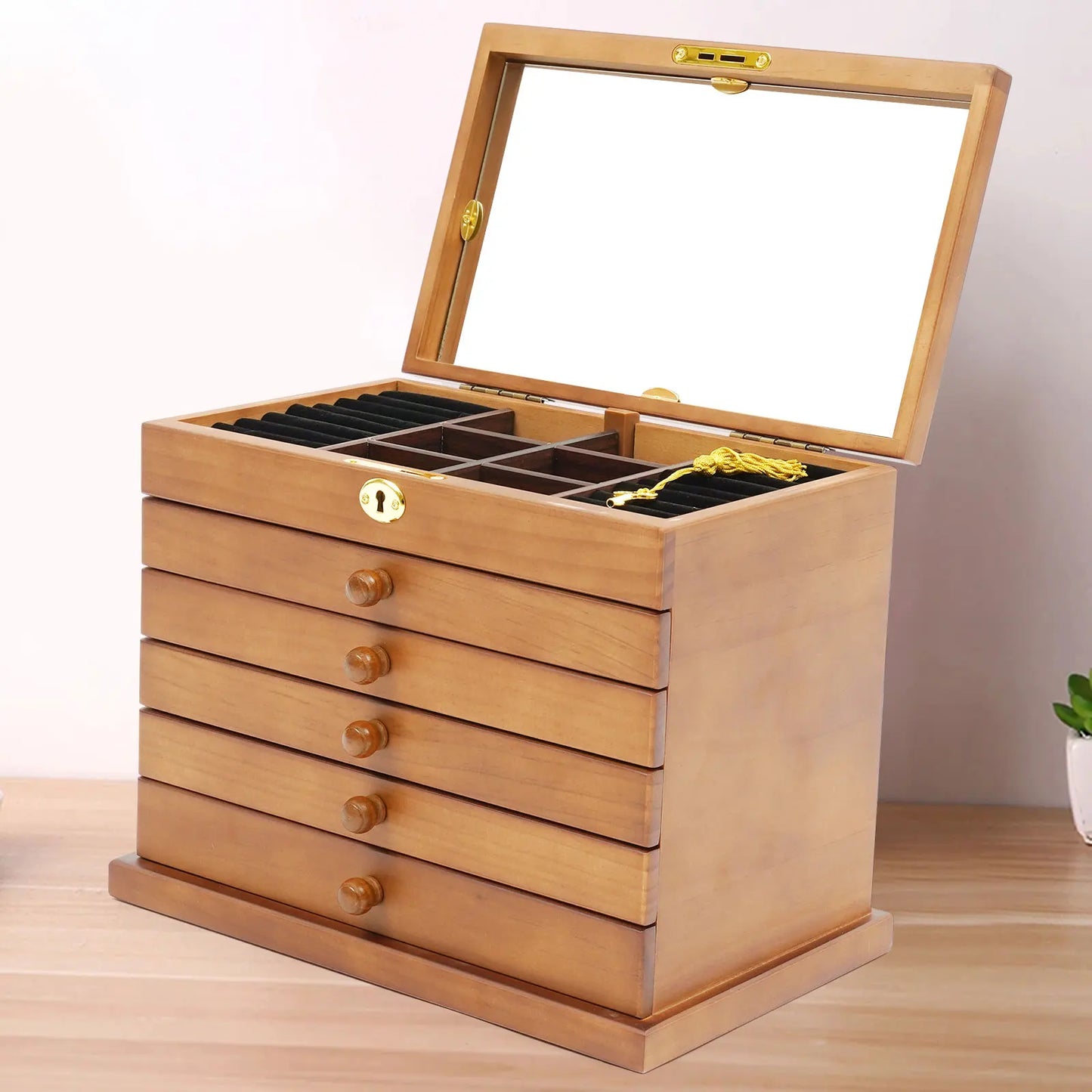 Wooden Gift Storage Box Jewelry Cabinet