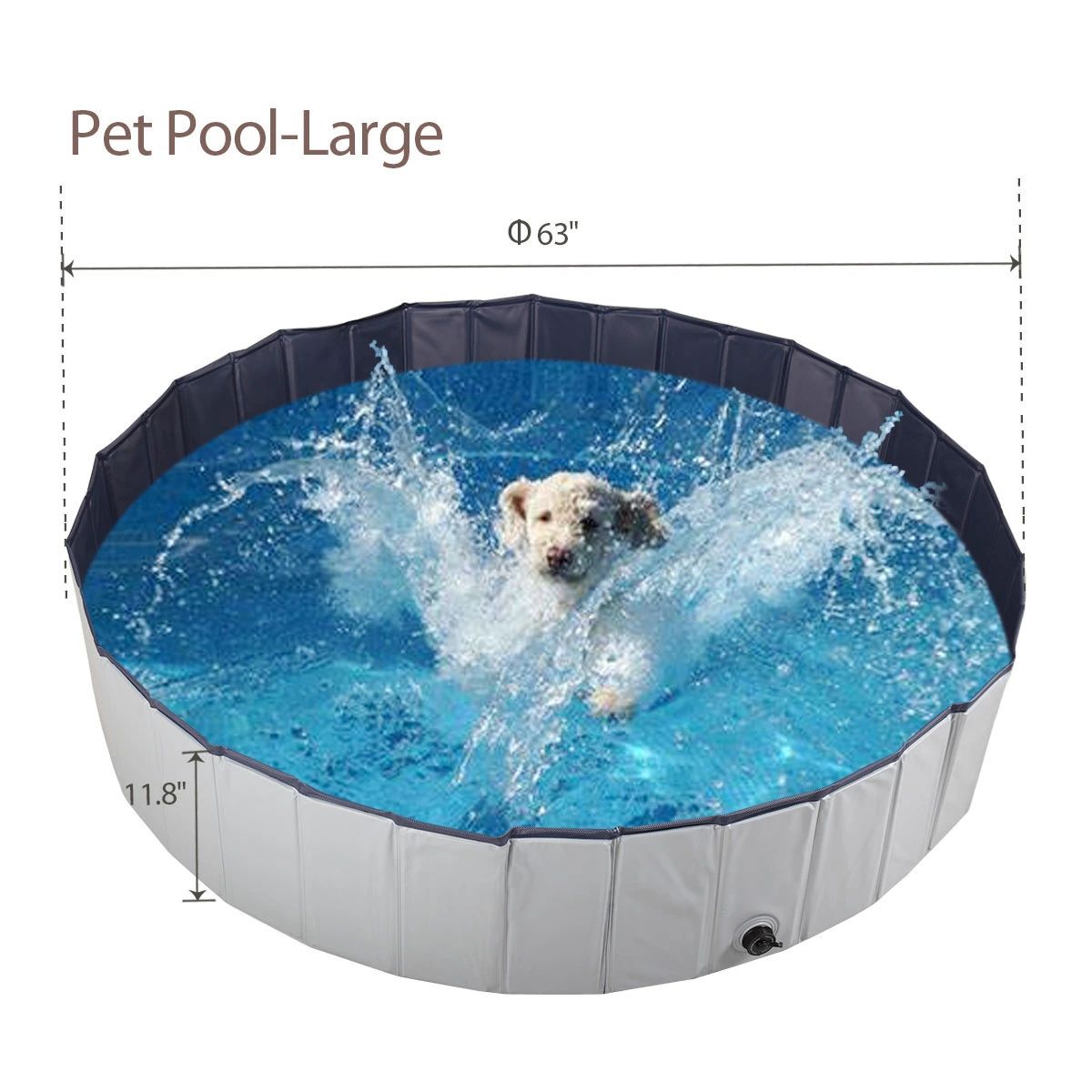 Foldable Pet Bath Pool, Collapsible Dog Bathing Tub, Kiddie and Toy Pool for Dogs Cats and Kids