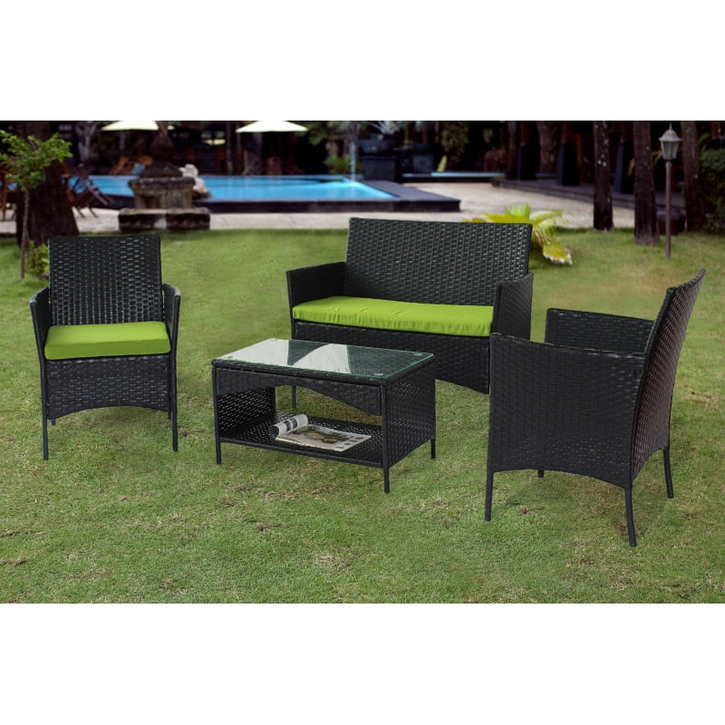 4 PCS/ 8 PCS  Garden Patio Furniture Patio outdoor rattan furniture （ loveseat + armchair+coffie table for garden - DJVWellnessandPets