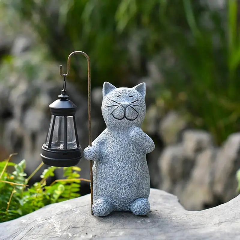 Solar Lights Resin Cat Waterproof Lantern