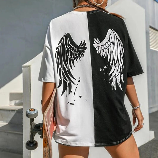 Plus Size T-shirt Fashion Angel Wings Print