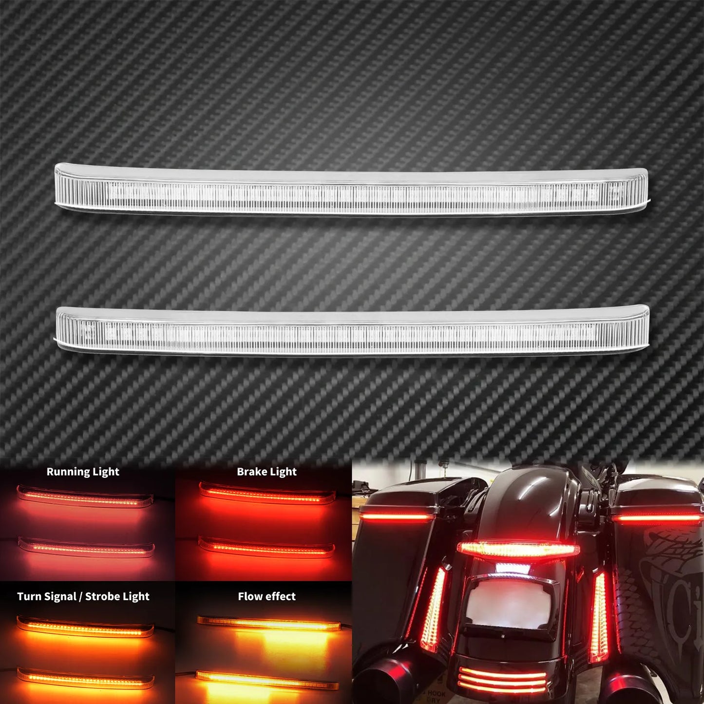 Motorcycle Led Saddlebag Brake Flowing Turn Signal Accent Light For Harley Touring 1997-2022 Electra Glide Road Glide FLHR CVO