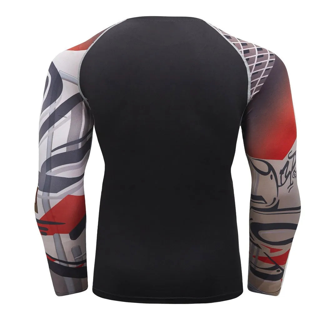 Sport Style Soft T-Shirt Top Breathable Long Sleeve Yoga Fitness Print Blouse High Quality New Men'S Cotton Shirts Ropa Hombre