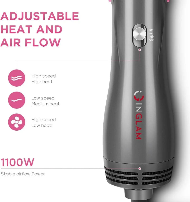 4 in 1 Hot Air Brush, Negative Ion Detachable Hair Dryer & Styler