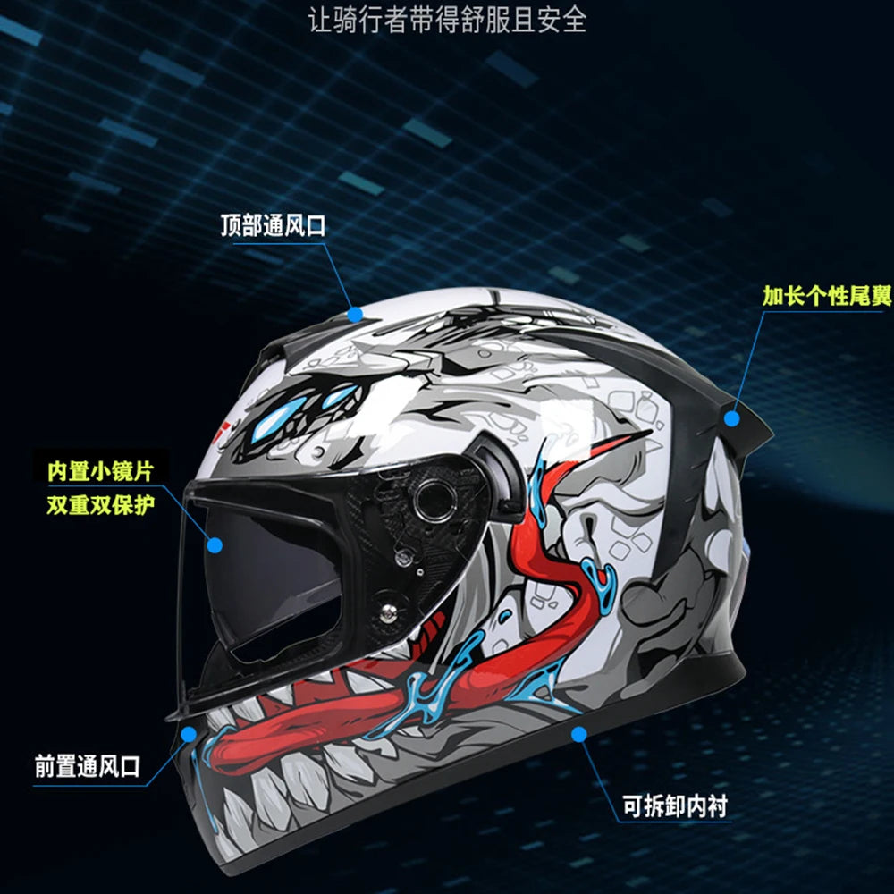 Motorcycle Helmet Carbon Fiber Wear-Resistant Biker Helmet Breathable Motocross Kask Anti-Fall Head Protection Full Face Helmets