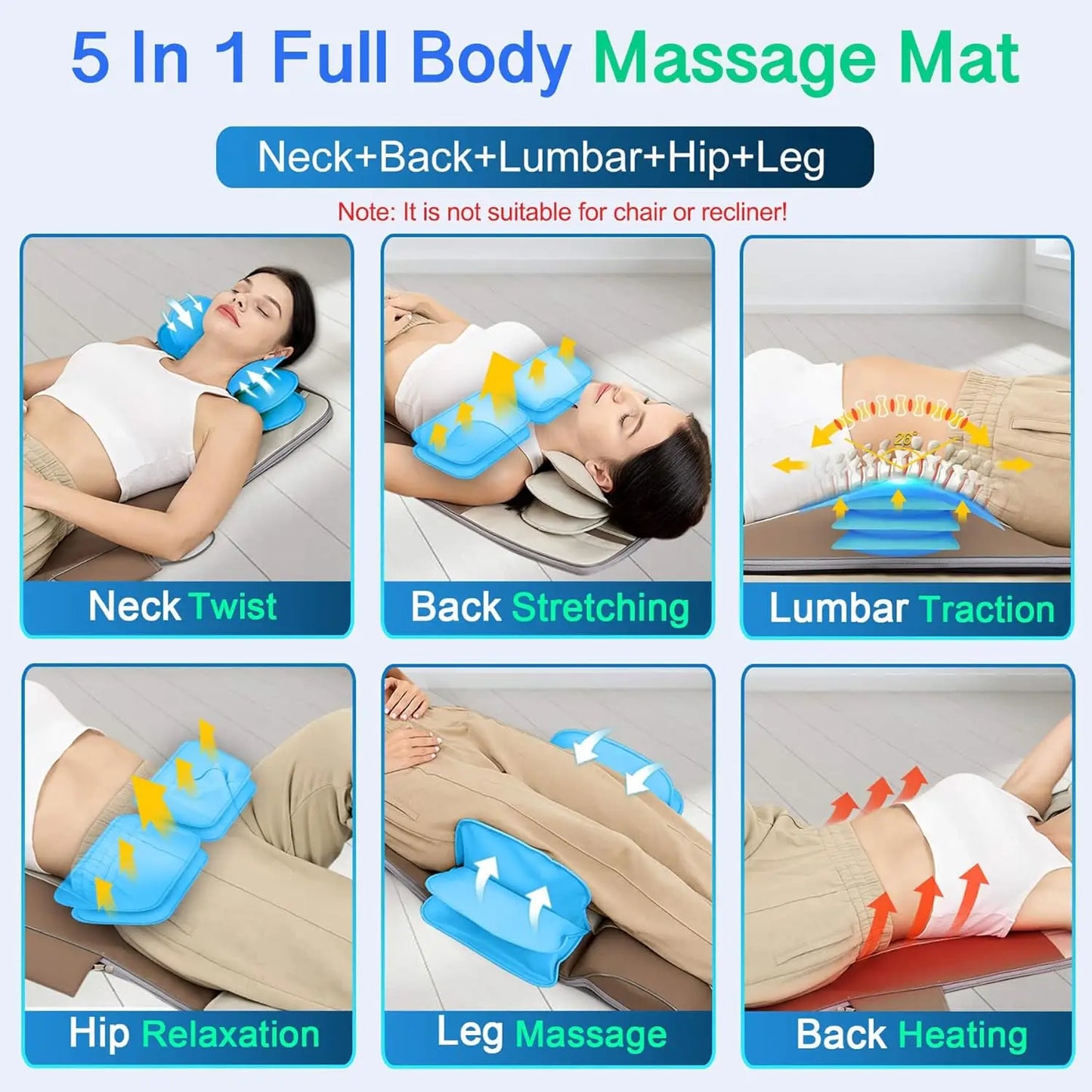 Full Body Massage Mat, 3D Body Stretching & Lumbar Traction