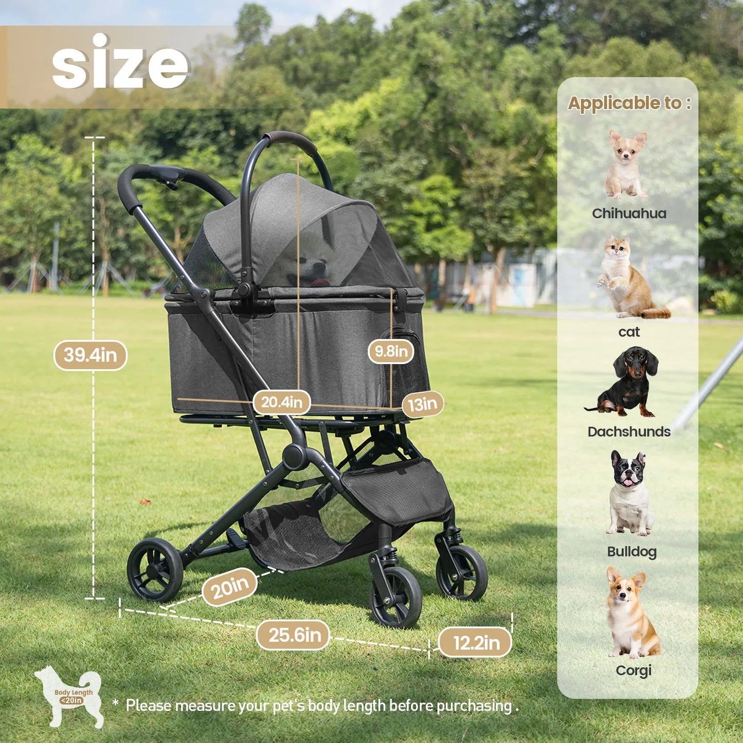 Pet Stroller for Small/Medium With Detachable Carrier