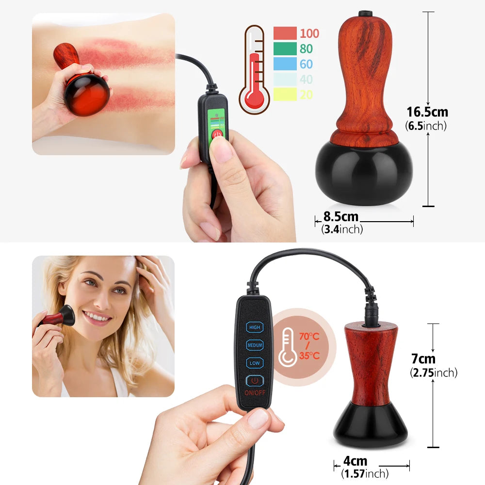 Electric GuaSha Massager Hot Stone Heating Scraping Neck Back Meridian Massage Face Skin Lifting Warm Moxibustion Gua Sha Tool