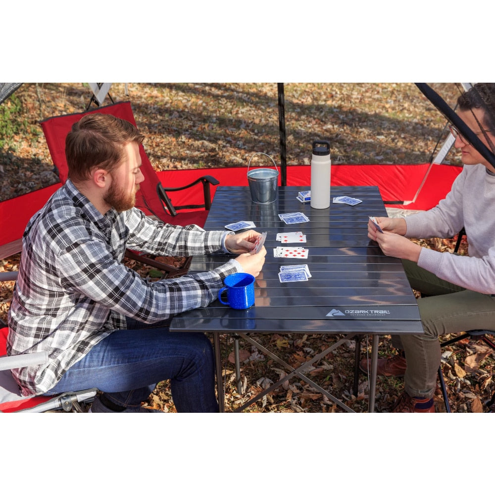 Ozark Trail Roll Top Camping Table, Gray, 27&quot; x 46&quot; x 27&quot;