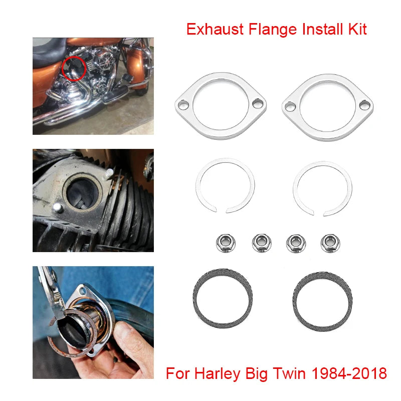 For Harley Davidson Big Twin 1984-UP Motorcycle Accessories Exhaust Tail Pipe Flange Gaskets Install Kit