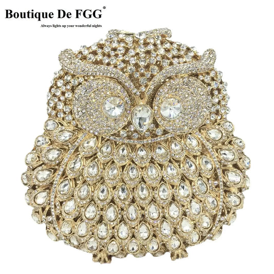 (in stock) Owl Crystal Clutch Bag