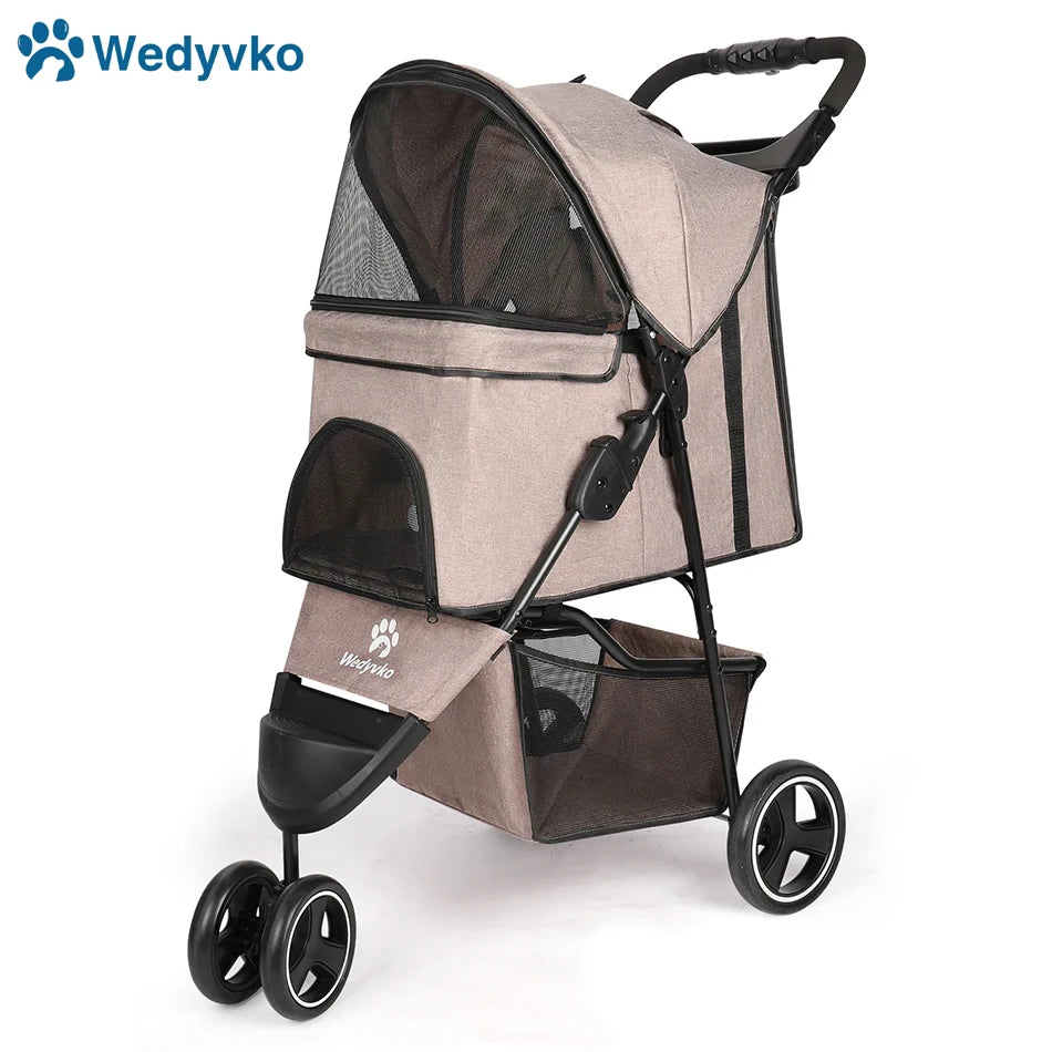 Portable pet trolleys 3 Wheels Pet Strollers