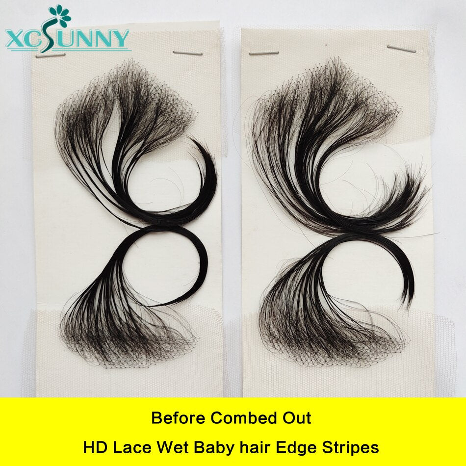 HD Lace Baby Hair Edge Stripes Human Hair 4 Pieces a Set Baby Hair Edge Reusable For Women xcsunny