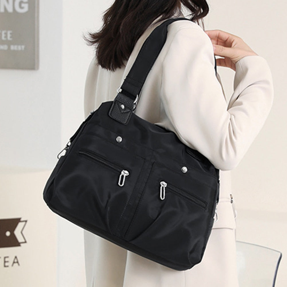 Casual Nylon Large Capacity Tote Bags Women Handbags Solid Color Shoulder Bags for Mom Multi-pockets Ladies Shopper Bags Purse