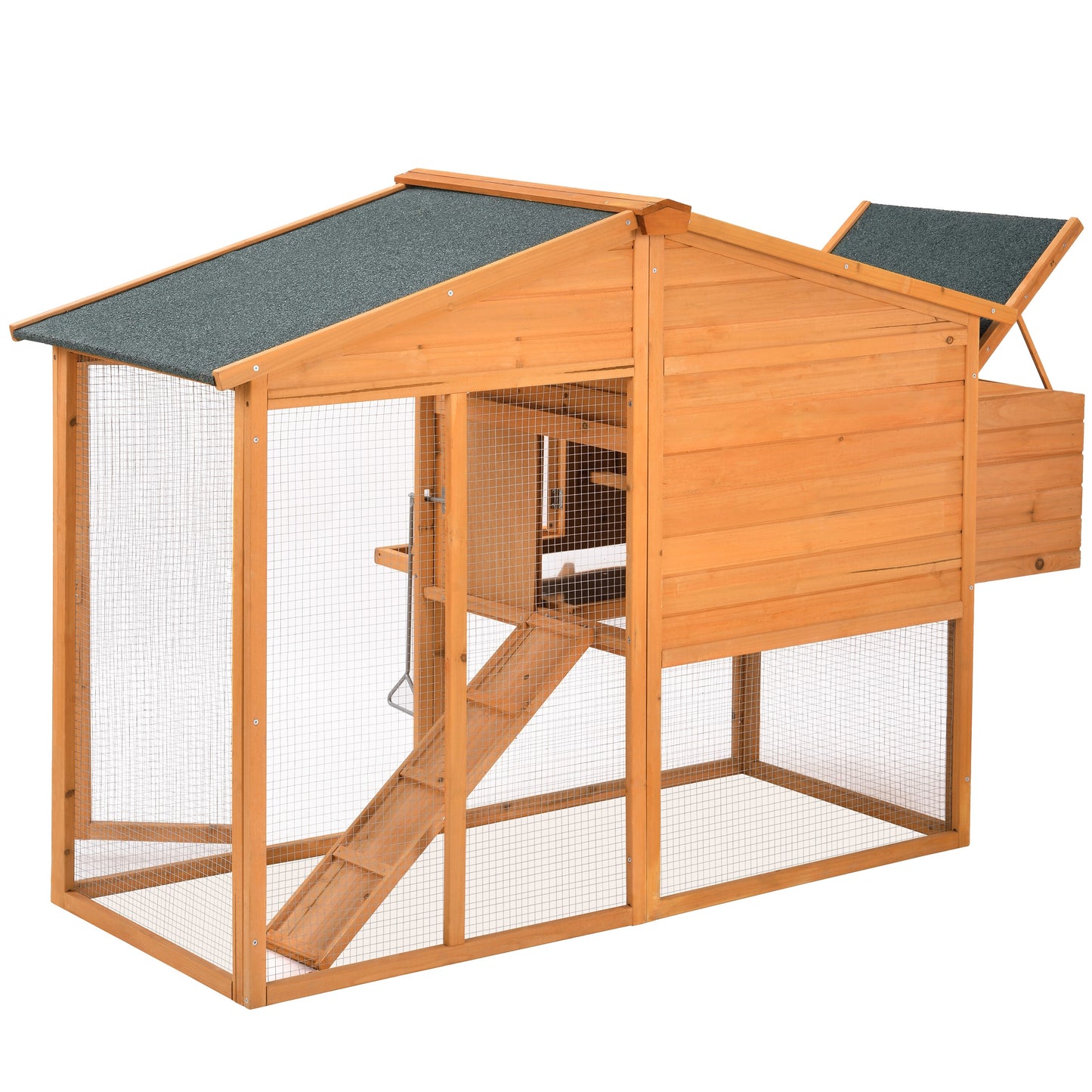 Two Colors 73.6 ”Large Wooden Chicken Coop Small Animal House Rabbit Hutch with Tray and Ramp