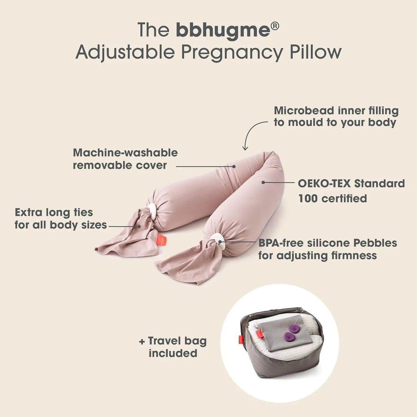 Bbhugme-adjustable pregnancy pillow, full-body support