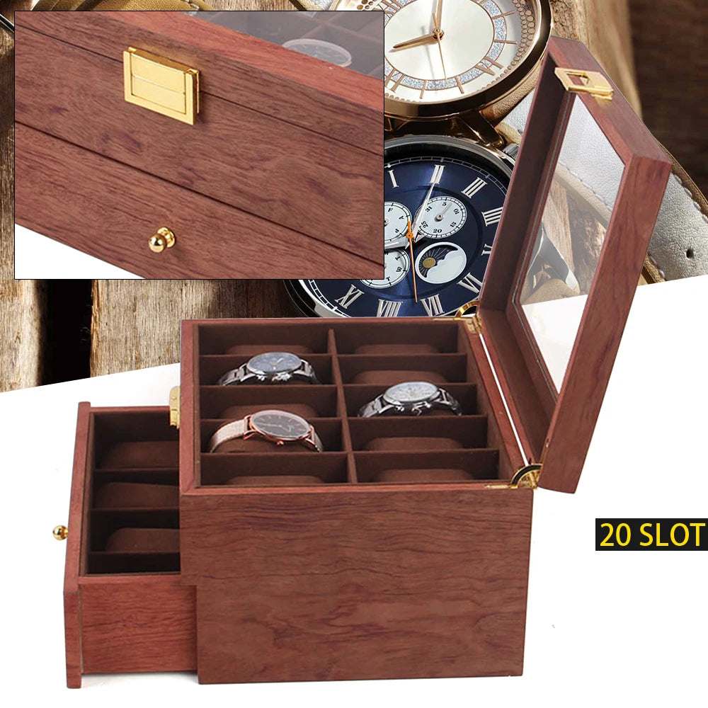 20  Wooden Watches Display Box