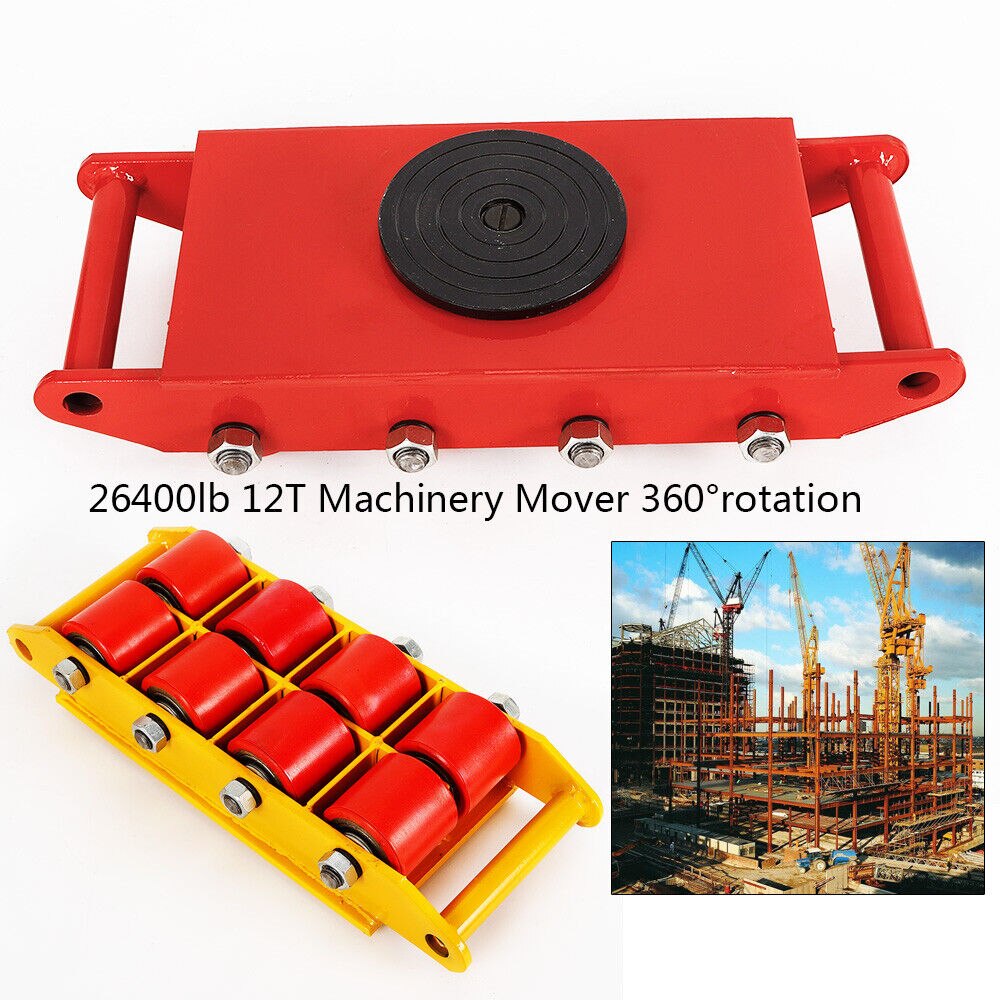 8t/12t Dolly Skateboard Mechanical Roller Industrial Machinery Power Generation Heavy Cargo Trolley Skate 360° Swivel Cap - DJVWellnessandPets