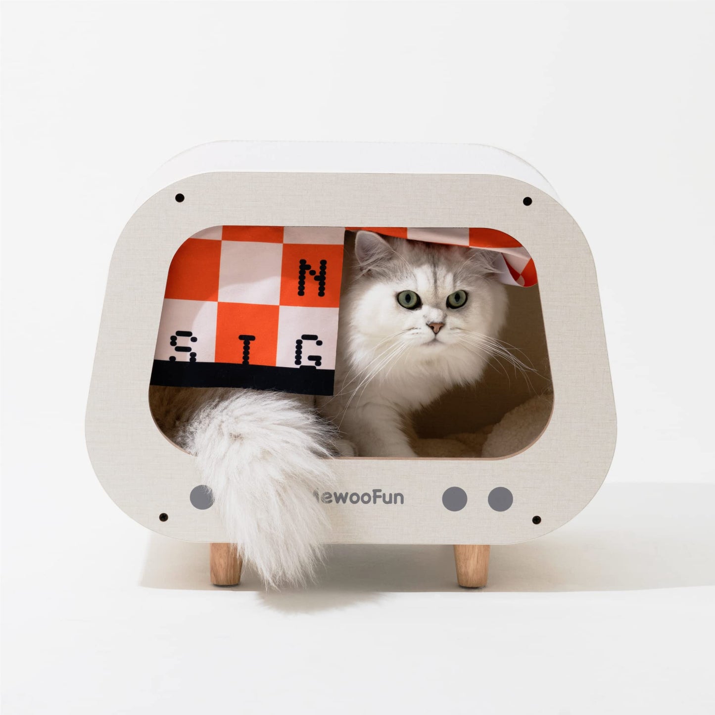 MewooFun Cat House Bed Cat Condo TV for Indoor Sturdy Luxury Large Wooden Fashion Cat Shelter Furniture with Scratching Pad