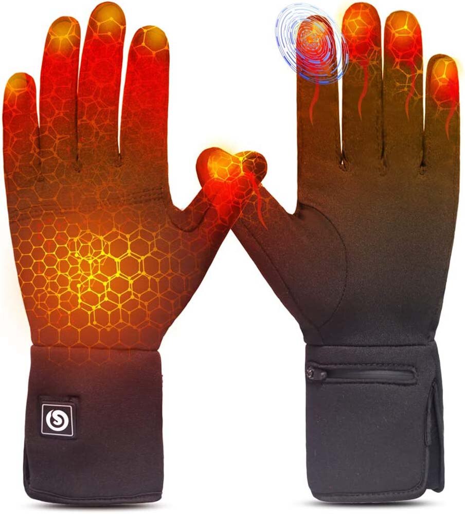 Rechargeable Electric Heated Glove Liners for Men Women Battery Heating Ski Snowboarding Hiking Cycling Thin Gloves Hand Warmer