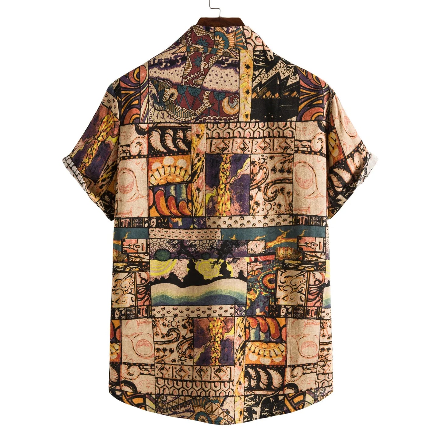 Fashion Men Ethnic Shirt Short Sleeve Casual Printing Hawaiian Camisas shirts