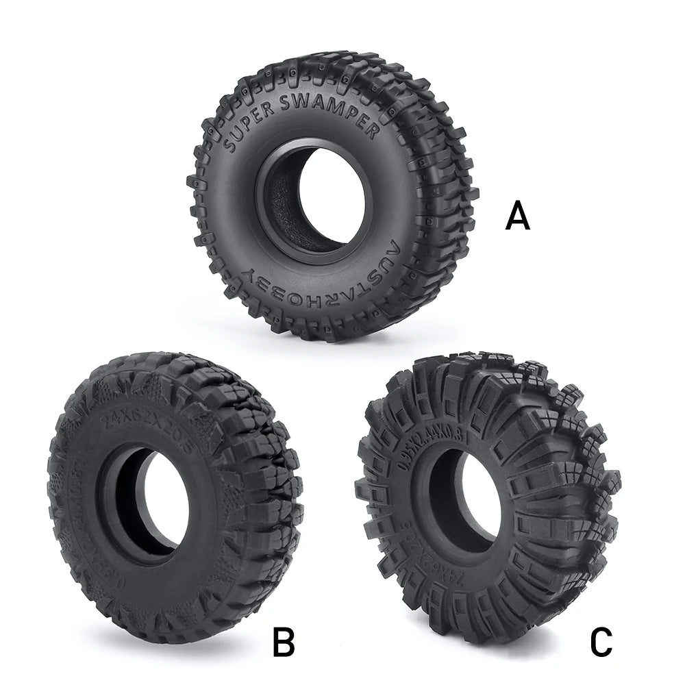 YEAHRUN 4PCS Micro Crawler 1.0" Wheel Tires Soft Mud Terrain Rubber Tyres for 1/24 Axial SCX24 Bronco Gladiator Deadbolt Parts