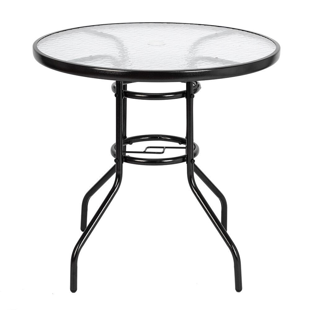 Outdoor Dining Table Round Toughened Glass Table Yard Garden Glass Table Outdoor Furniture Set