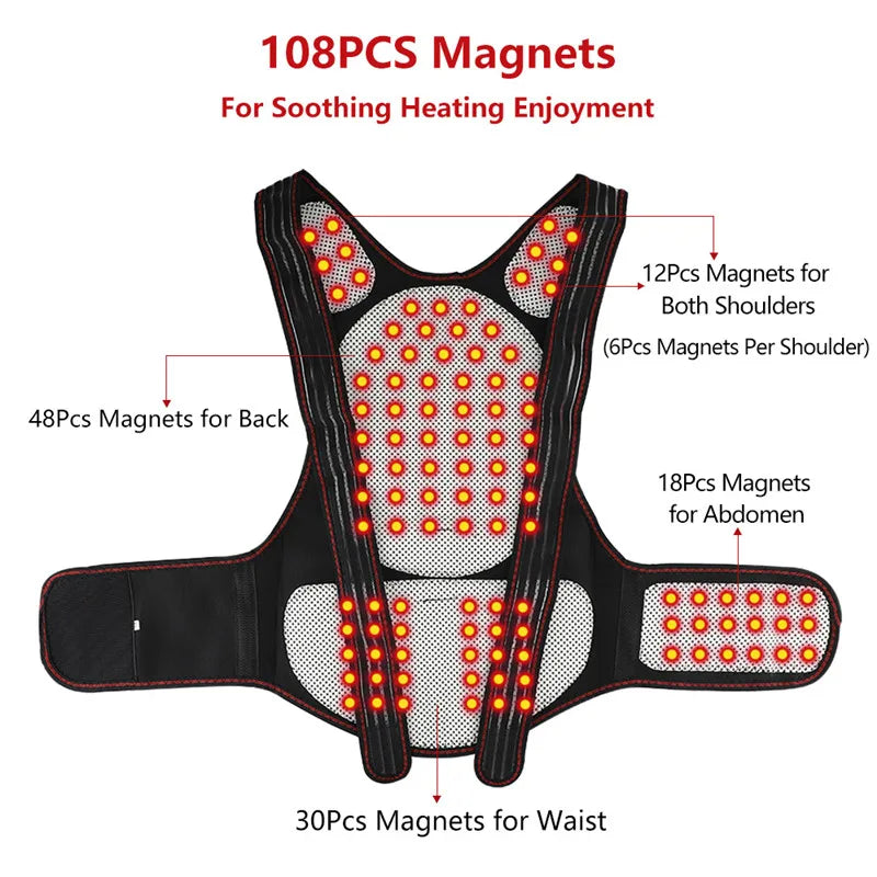 Pain Relief Vest Tourmaline Self-heating Magnetic Therapy Waist Back Shoulder Posture