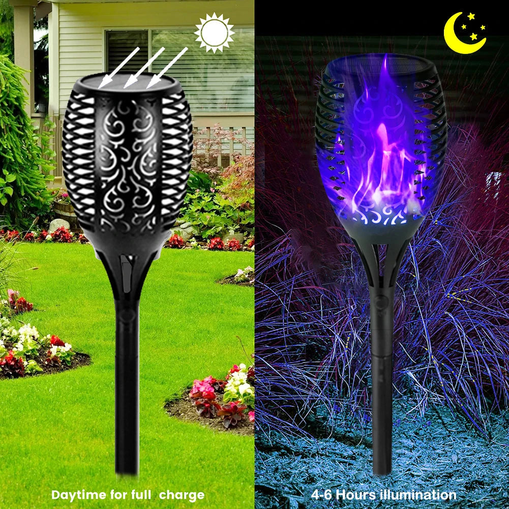 12LED Solar Flame Torch Light Flickering