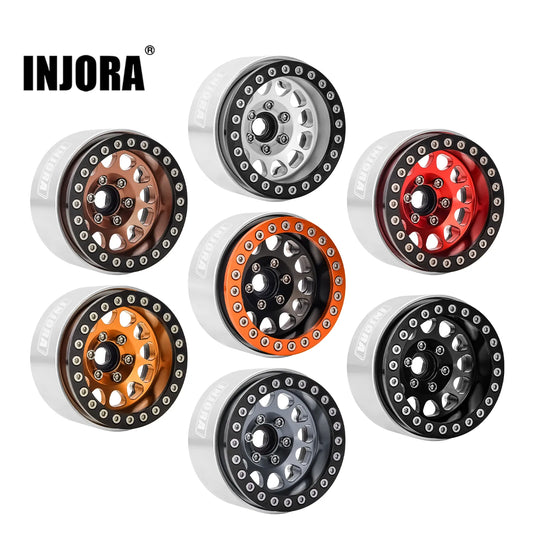 INJORA CNC Aluminum 1.9" Beadlock Deep Dish Negative Offset 10.4mm Wheel Rim for 1/10 RC Crawler Car TRX4 Axial SCX10 (W1949)