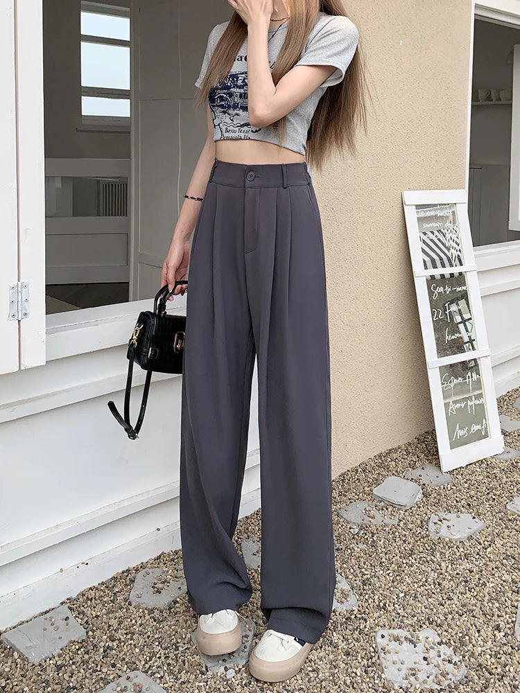 Suit Pants Elastic Waist Slimming Casual