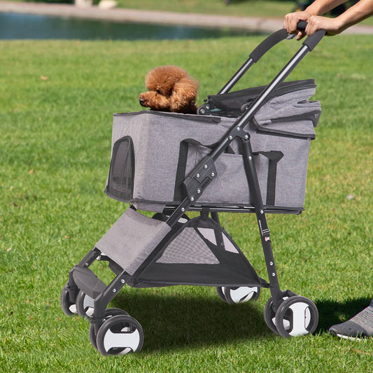 Large Pet Stroller Pram Trailer with Detachable Carrier